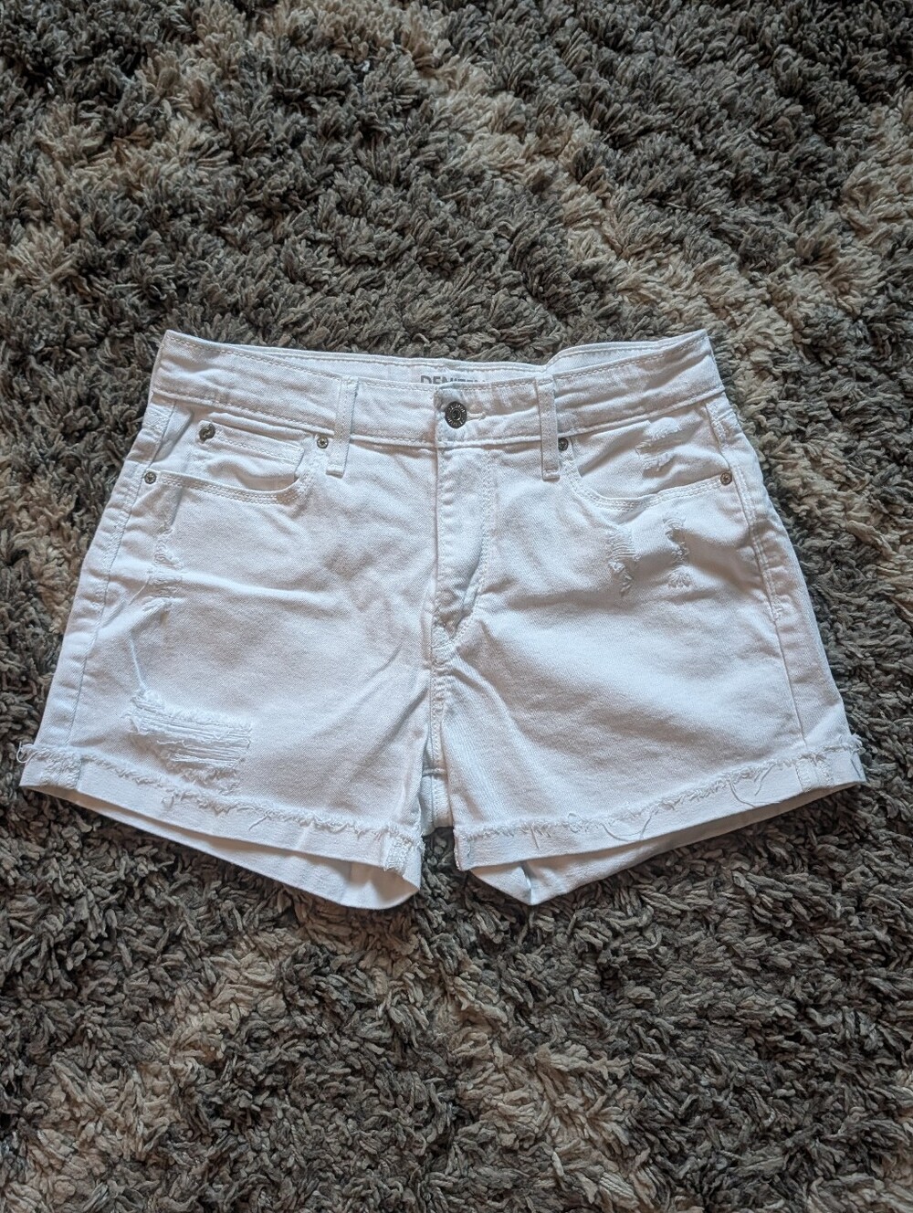 Levi's Denizen High Rise White Denim Shorts Size 6